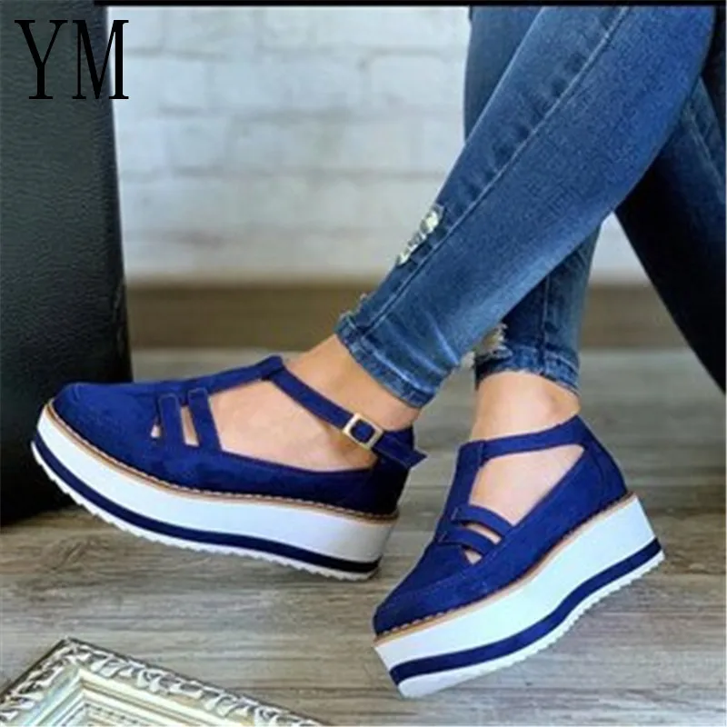 Женские открытые сандалии с пряжкой на ремешке летняя обувь из флока плоской