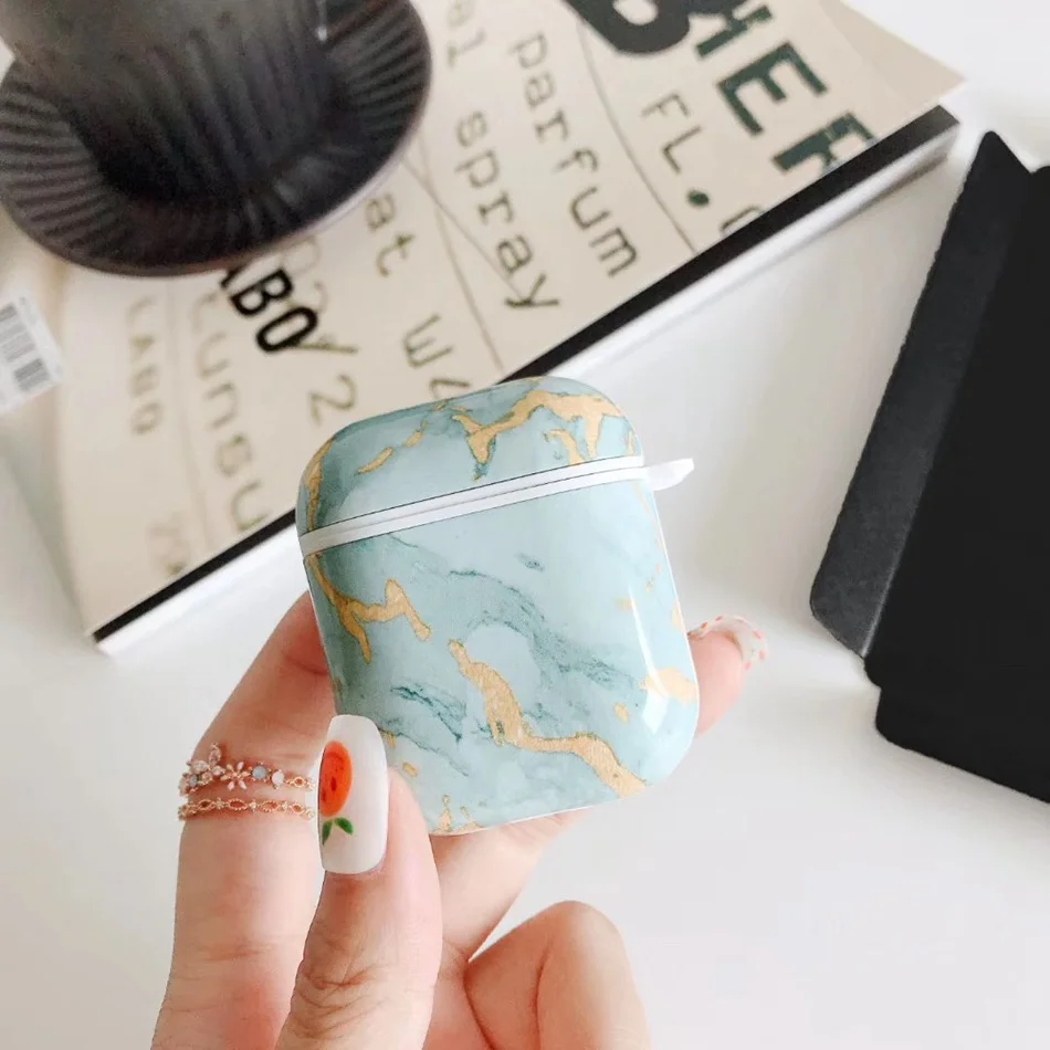 Роскошный чехол для Airpods 2 Чехол мраморный чехол для наушников для Apple Airpods беспроводной Bluetooth чехол для наушников Air Pods Earpods
