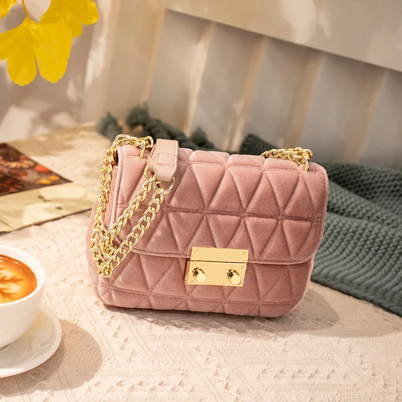 pink-small Новая модная женская сумочка красная цепочка маленькая стеганая винтажная Роскошная брендовая дизайнерская ручная сумка - Цвет: pink-small
