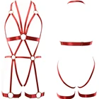 Женское бондажное нижнее белье, с подвязками, с укороченным топом, бюстгальтером, сексуальное, готическое, красное, для танцев на шесте, боди, эластичная регулировка