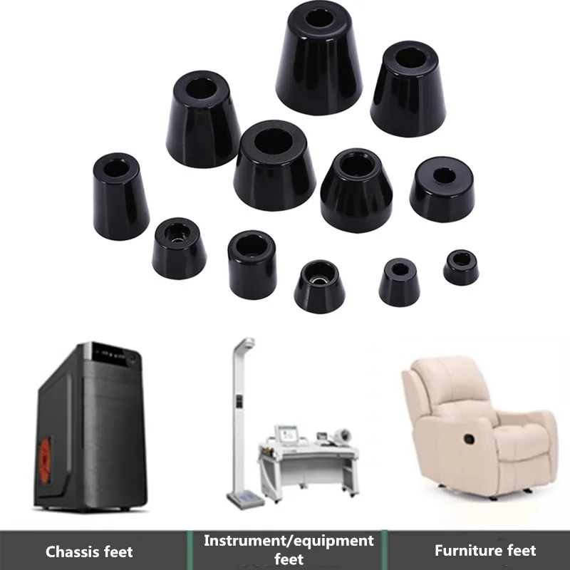 

8Pcs Black Rubber Feet Chair Floor Protector Non-slip Furniture Table Leg Cover Bottom Pads Cabinet Instrument Equipment Base