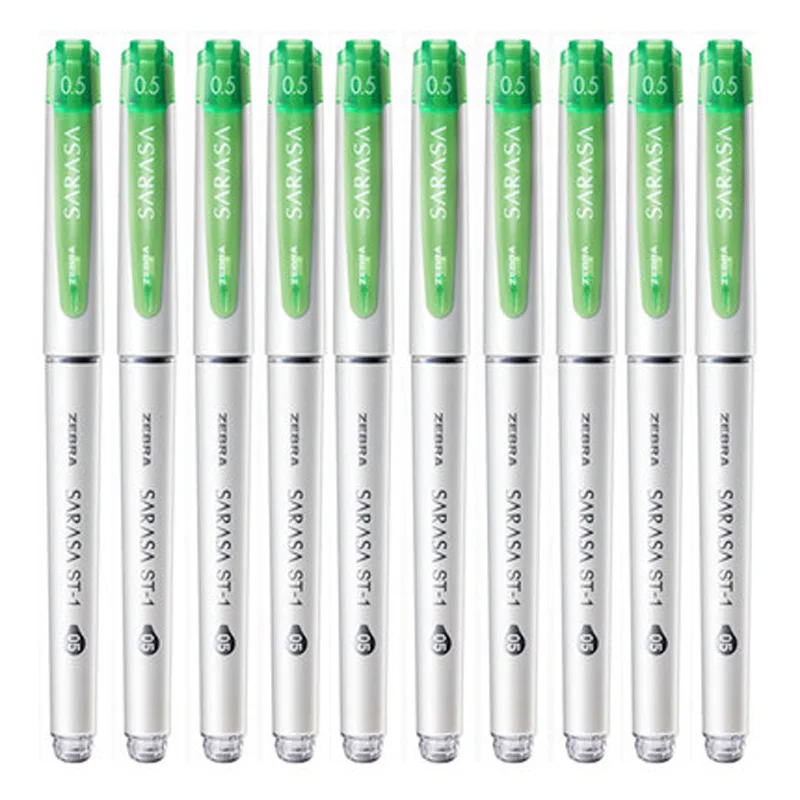 10pcs green Зебра 5/10 шт. ручка с чернилами стандартных цветов JJZ58 SARASA 0,5 мм Большой Ёмкость студент экспертизы подпись в офисе ручка красный, синий и черный - Цвет: 10pcs green