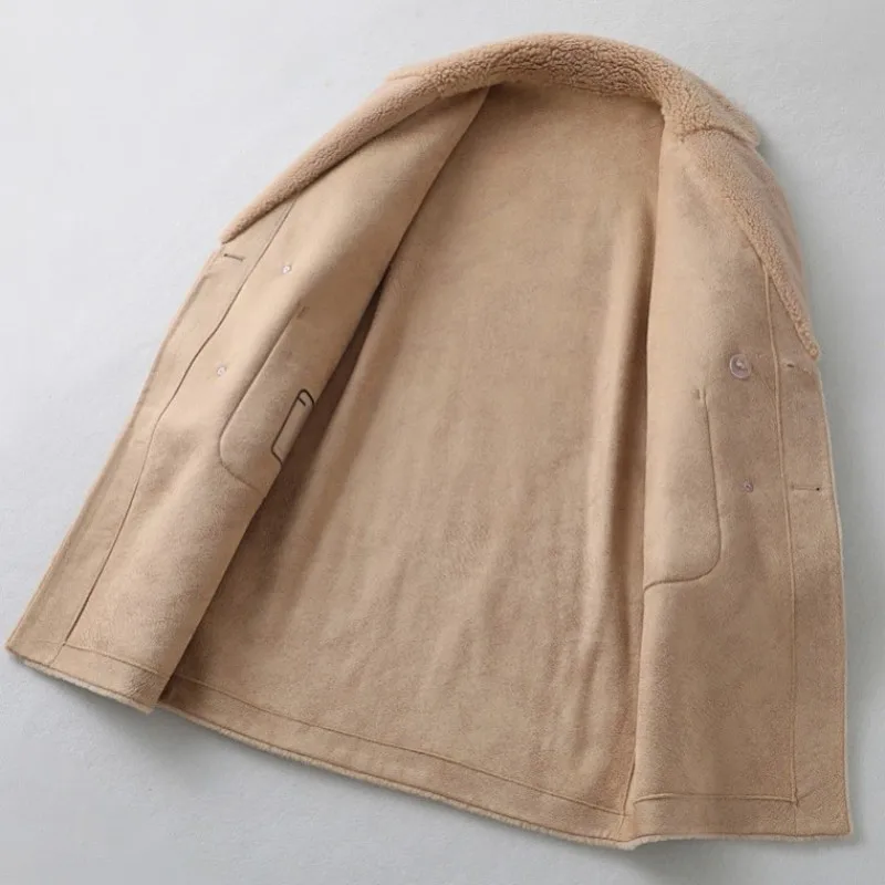 

Женское шерстяное пальто, элегантное двубортное теплое пальто с карманами из натурального меха, зима 2020