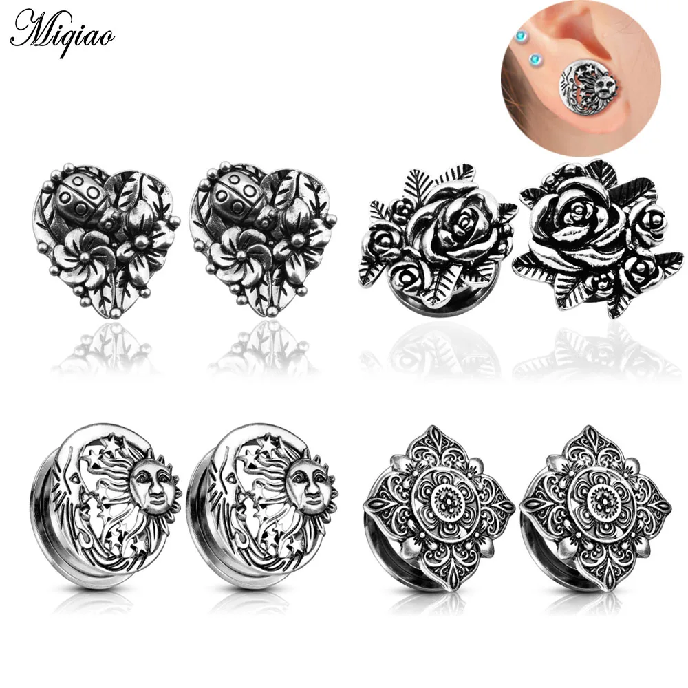 

Miqiao 2pcs Surgical Steel Ear Gauge Plug Expander 6-20mm Piercing Body Jewelry for Women Men Gift