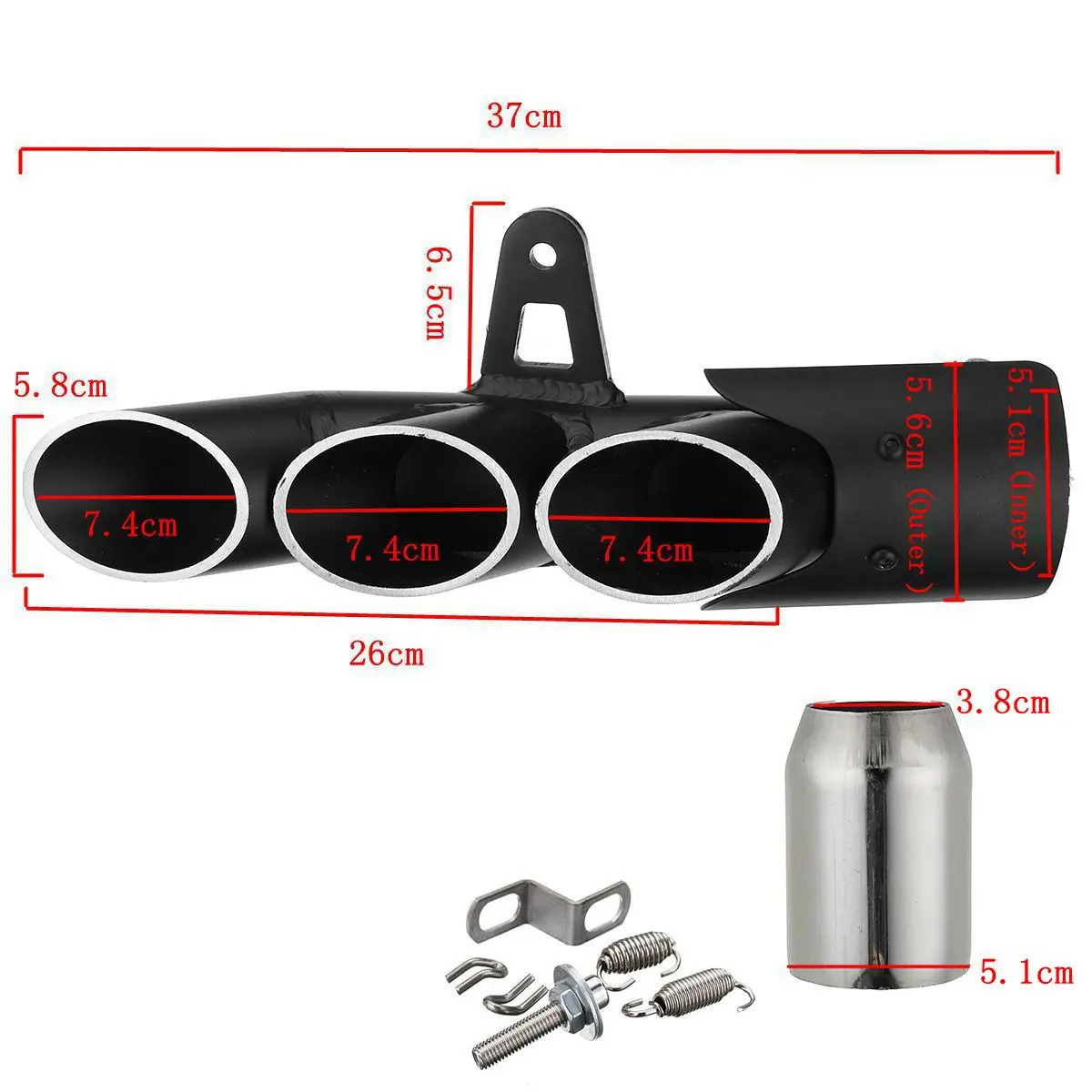 

51mm Motorcycle three holes Exhaust pipe universal modified exhaust for All motorcycles exhaust Three-outlet Mounting Clamp