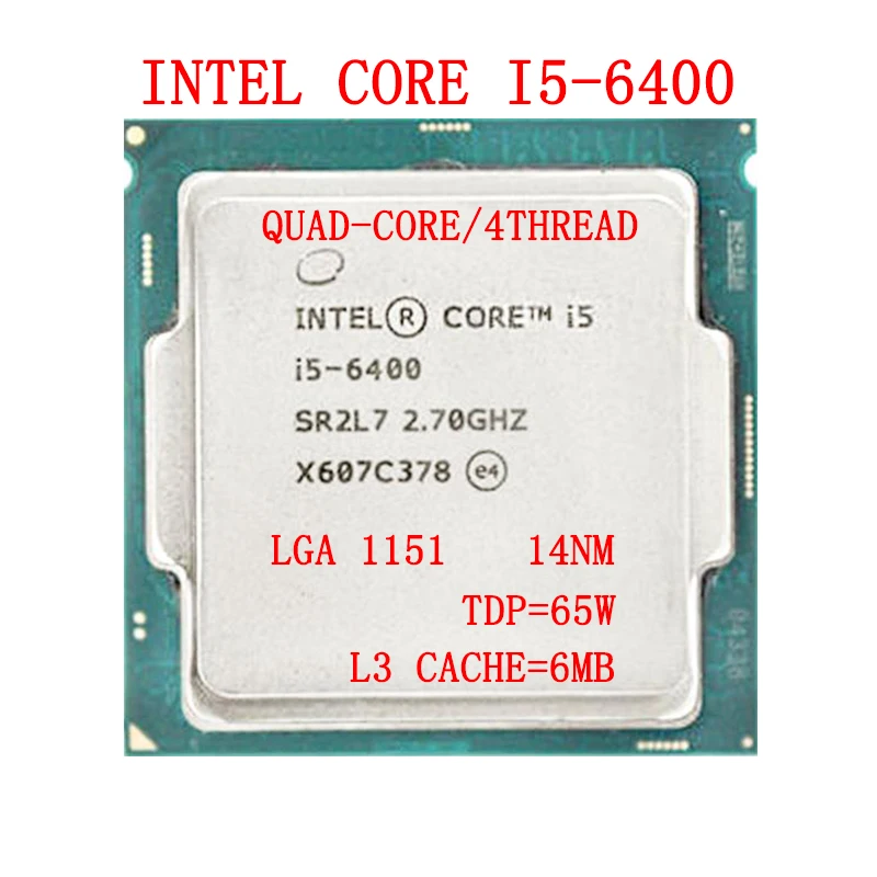

Intel Core i5-6400 i5 6400 Processor Quad-Core Quad-Thread 2.7GHz 6MB 65W LGA 1151 Desktop CPU Support B150 Mainboard