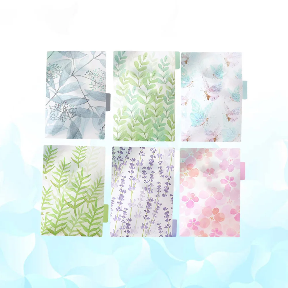 

6 Pcs A6 Colorful Six-hole Page Classified Lables Transparent Tab Dividers (Forest Tales Series)