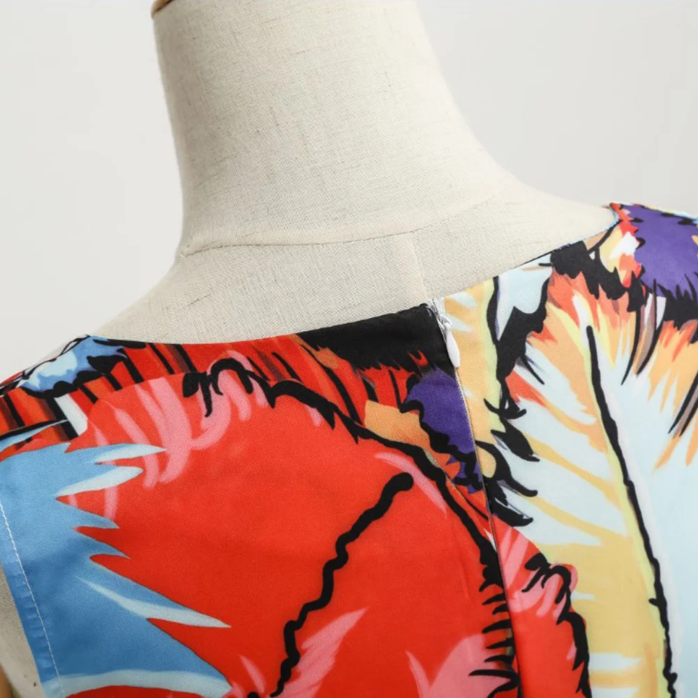 Wipalo Hepburn Vintage Series Women Dress Spring And Summer Flaral Fruit Printing Design Sleeveless Belt Retro S/2XL/XXXL|women designer dress|women