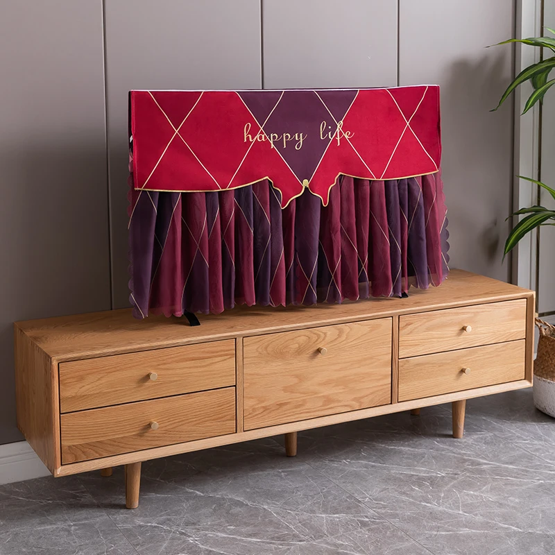 

TV Cover Dust Cover Fabric TV Cover Hanging 55-Inch LCD Curved Screen Cover Towel Cover Cloth Dust-Proof Cloth Cover