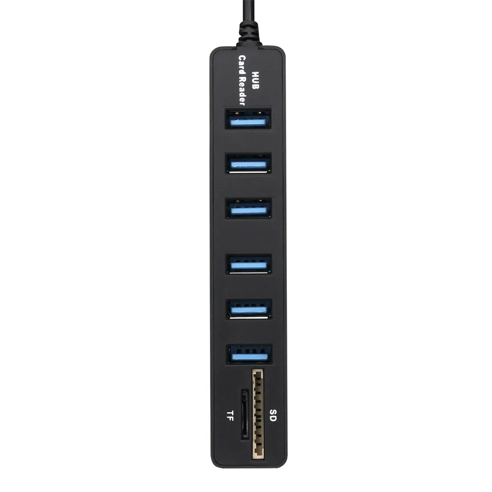

HIPERDEAL(HIPERDEAL) USB Hub 2 in1 Combo Super Speed USB 2.0 6 Port Splitter HUB+USB Card Reader For SD/SDHC/SDXC/Micro SD