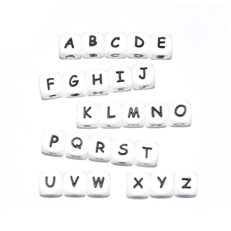 Kissteether-Cuentas de silicona de 12mm para manualidades, abalorios de letras del alfabeto, cuentas de silicona de grado alimenticio, collar de dentici&oacute;n, cuentas de enfermer&iacute;a, 20 Uds.-1