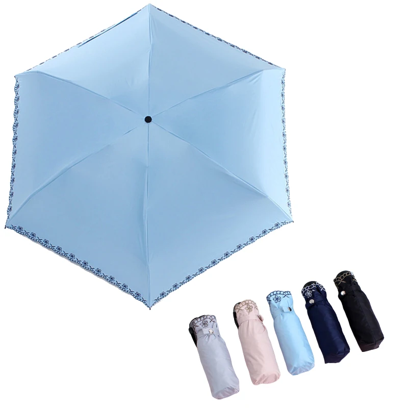 

Женский зонт с вышивкой от солнца, дождевик, женский цветочный мини-зонт с карманами, компактный небольшой складной зонт, супер легкий зонт, ...