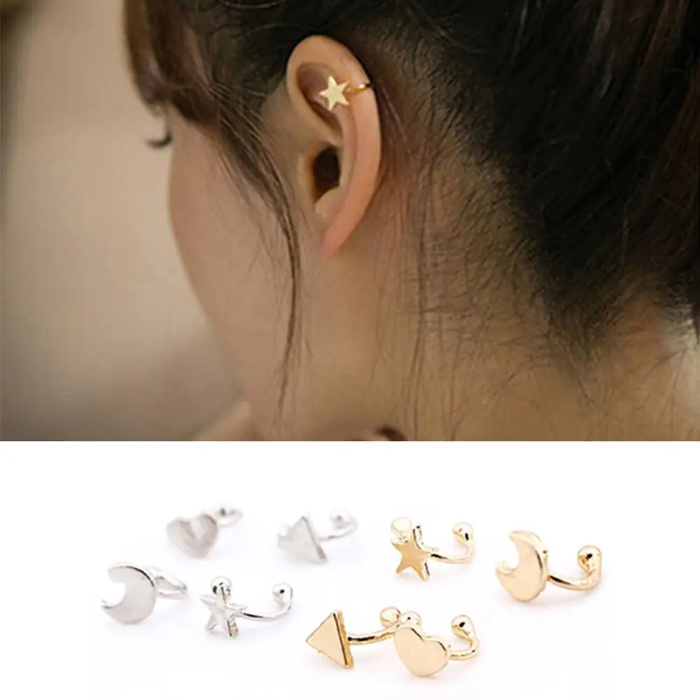 2 шт. Простой Имитация в форме сердца с рисунком пятиконечной звезды луна