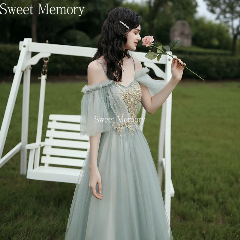 Женское кружевное платье подружки невесты зеленое вечернее с аппликацией и