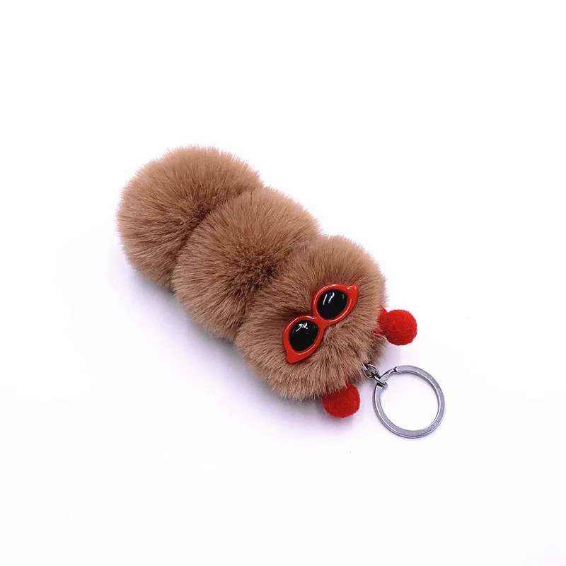 

New Cute Caterpillar Keychain Cute Candy Color Cartoon Plush Bag Pendant Car Key Chain Accessories K4176 Hot