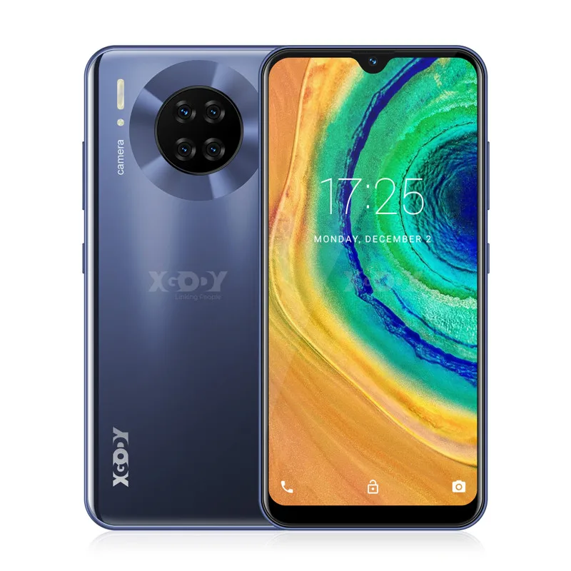 Space gray XGODY mate 30 4G смартфон Android 9,0 6,2" экран капли 3G 32G MTK6737 четырехъядерный 8 Мп 2850 мАч разблокировка лица ID мобильный телефон - Цвет: Space gray
