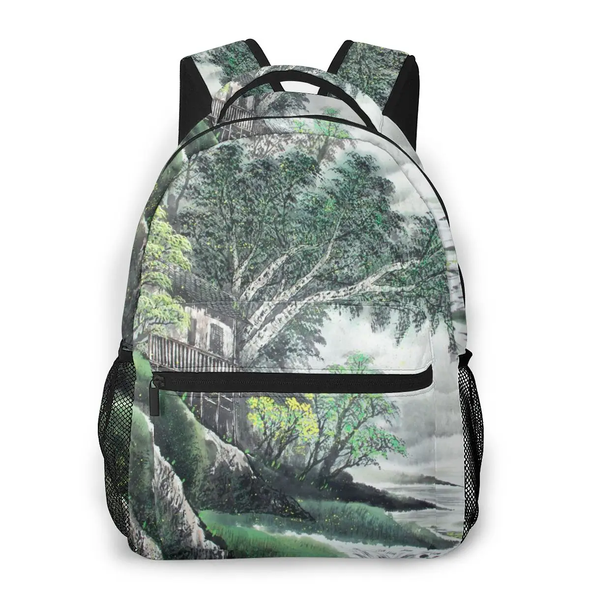 

WHEREISART Mountains Trees Ink Backpack Satchel Children School Bags For Girls Orthopedic Backpack School Bag Mochila Escolar