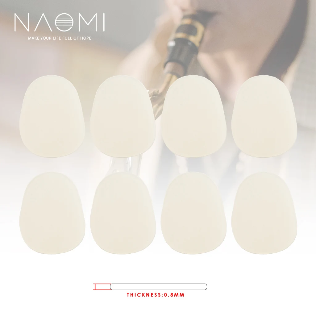 

NAOMI 8pcs/1pack 0.8mm Mouthpiece Patch Cushion Rubber Pads For Soprano Alto Tenor Saxophone Clarinet Big Oval Shape