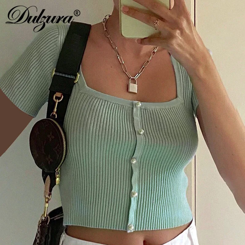 Женский трикотажный кардиган в рубчик Dulzura короткий топ с коротким рукавом
