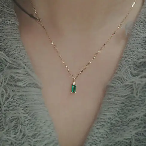 

Original New Diamond Rectangle Zircon Pendant Necklace Chinese Style Retro Minority Design Charm Lady Jewelry