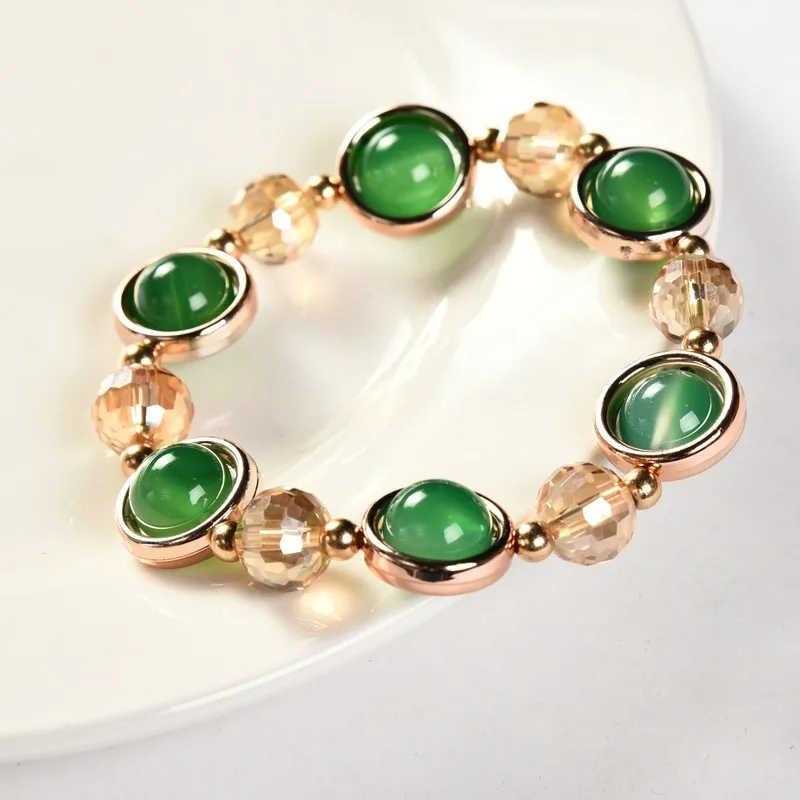 Натуральный многоцветный кристалл Агат бусы браслет Китайский резной