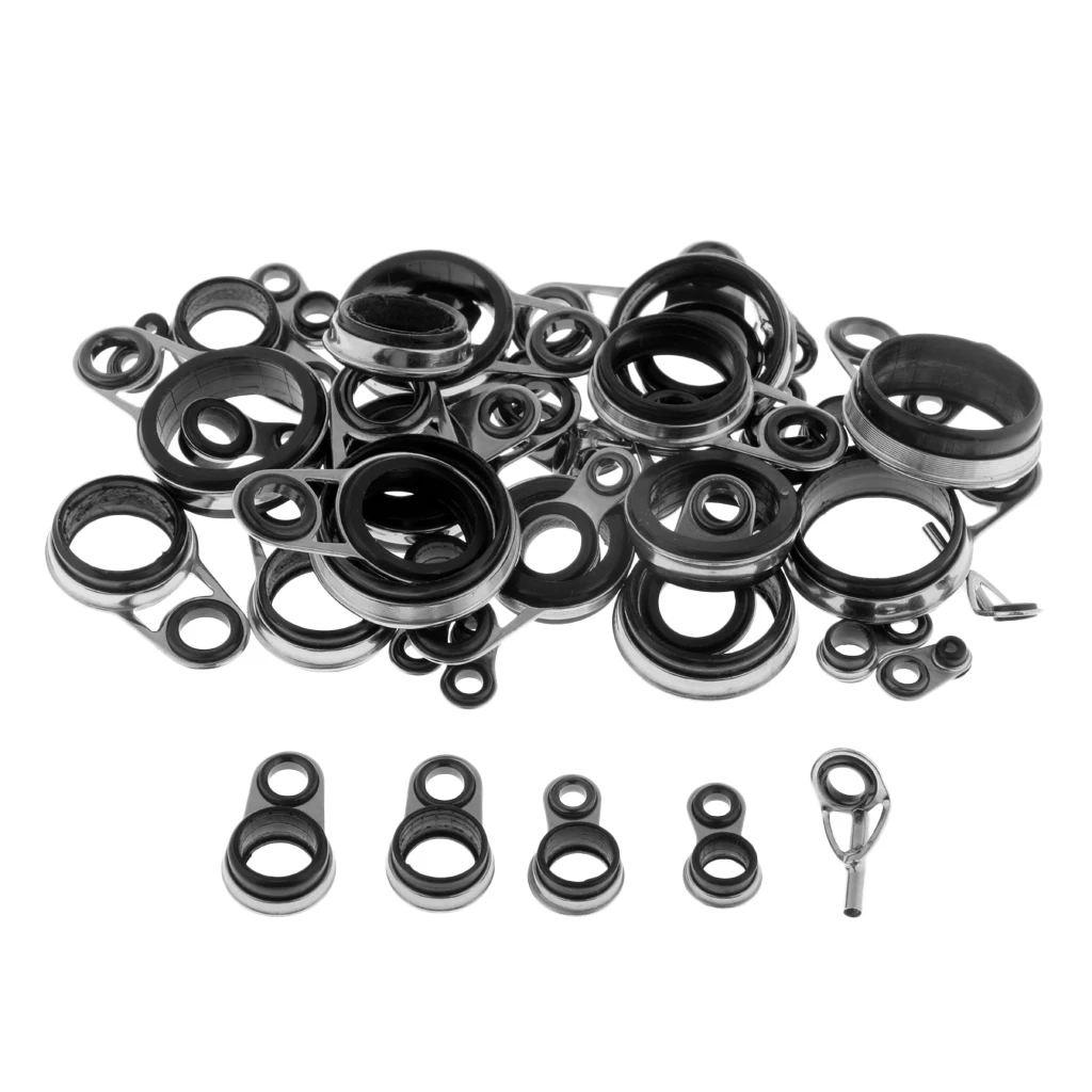 

41Pcs Stainless Steel Fishing Rod Guide Ceramic Ring Top Tip Reel Care DIY Building Ring Rod Repair Kit Fishing Accessories