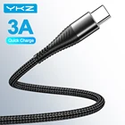 Кабель YKZ USB C для Xiaomi Redmi Note 10, USB Type C, 3 А, шнур для быстрой зарядки телефона Huawei P40 Pro, зарядный кабель Type C, USB C