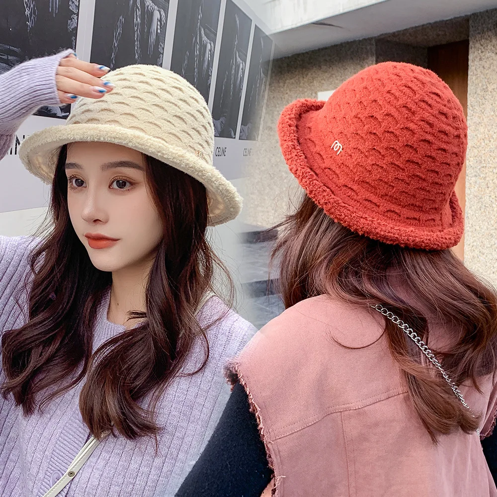 

New Autumn And Winter Women's Korean Version Of The Solid Color Hat Fashion Plush Fisherman Hat Outdoor Travel Warm Hat