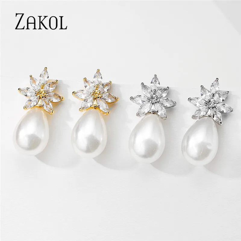 ZAKOL новые модные жемчужные серьги-гвоздики для женщин женские Роскошные AAA