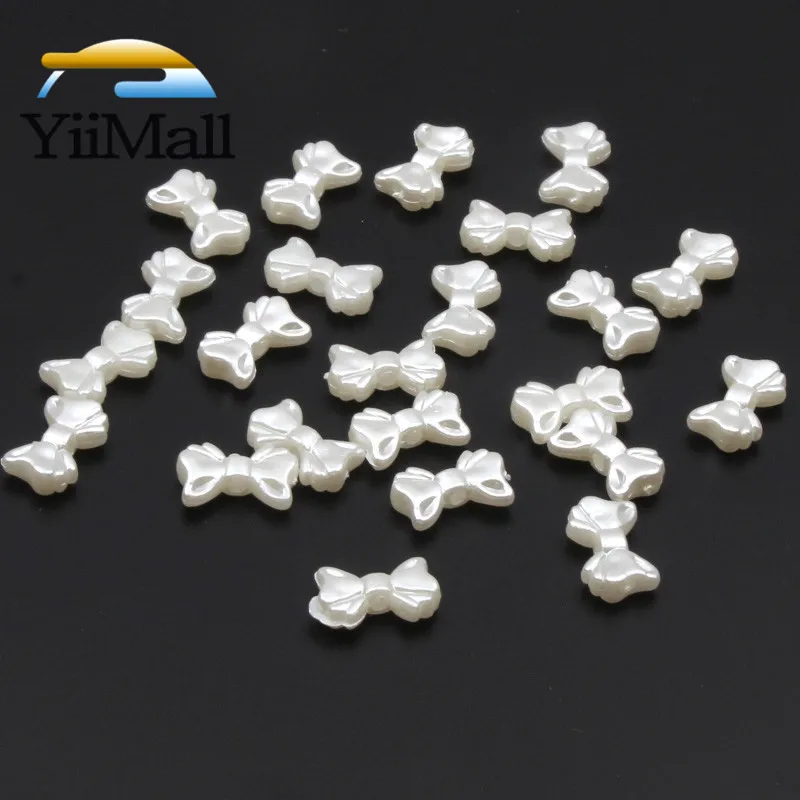 50pcs Ivory Bow-knot Imitation Pearls Beads 15mm Smooth Loose Spacer For Jewelry Making DIY Accessories | Украшения и аксессуары