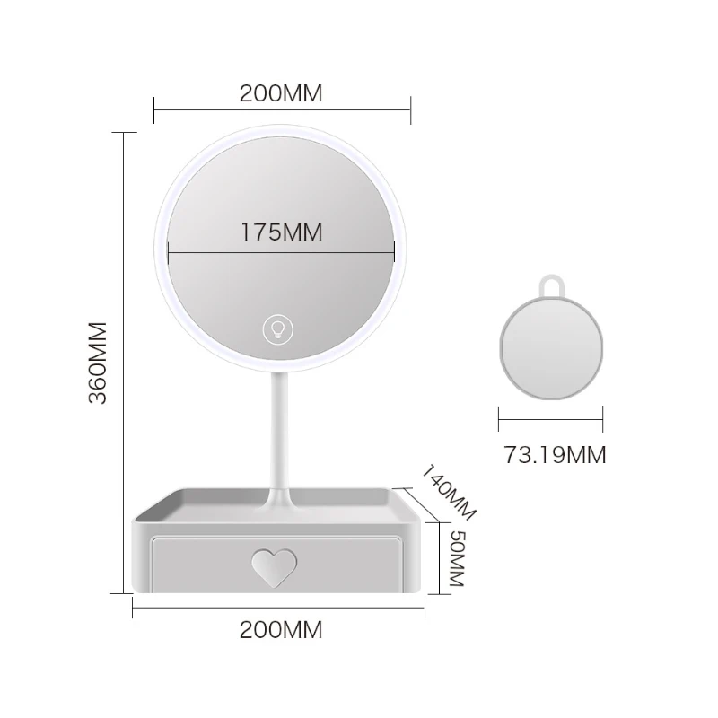 Настольный макияж зеркало коробка для хранения светодиодный трехцветный