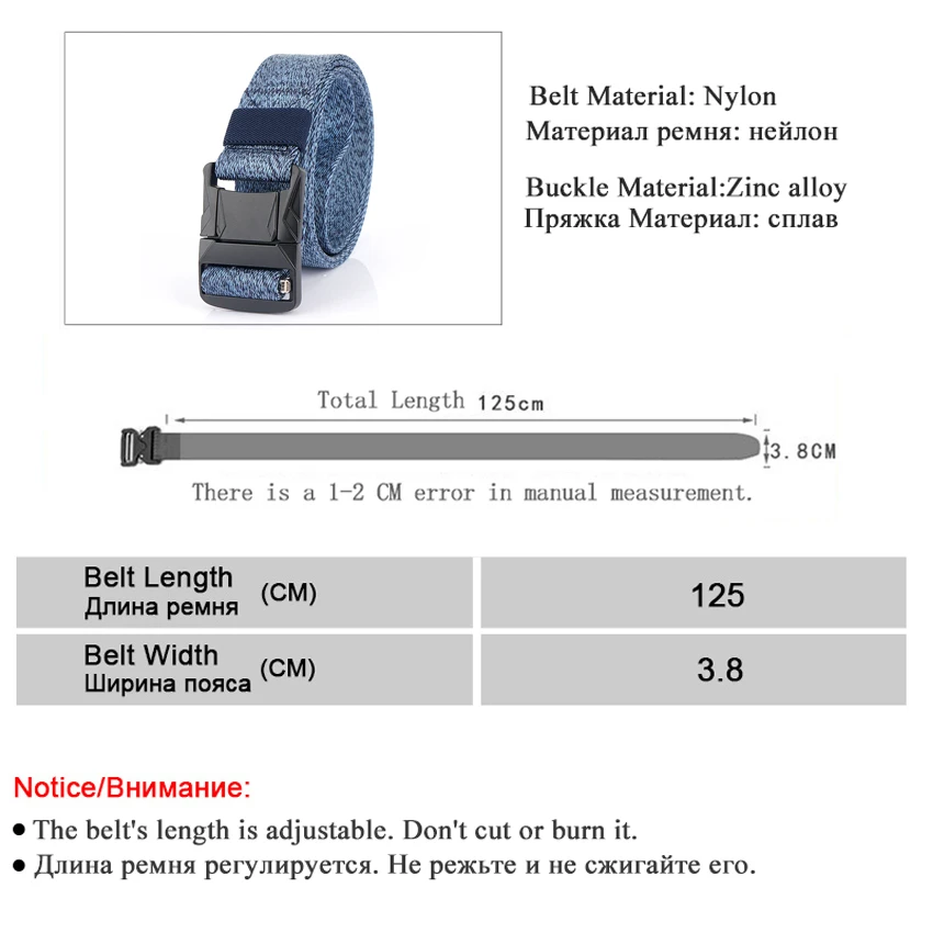 

AWMN Men's belt canvas jeans belt can be inserted buckle metal buckle outdoor tactical pants belt men's casual belt adjustable