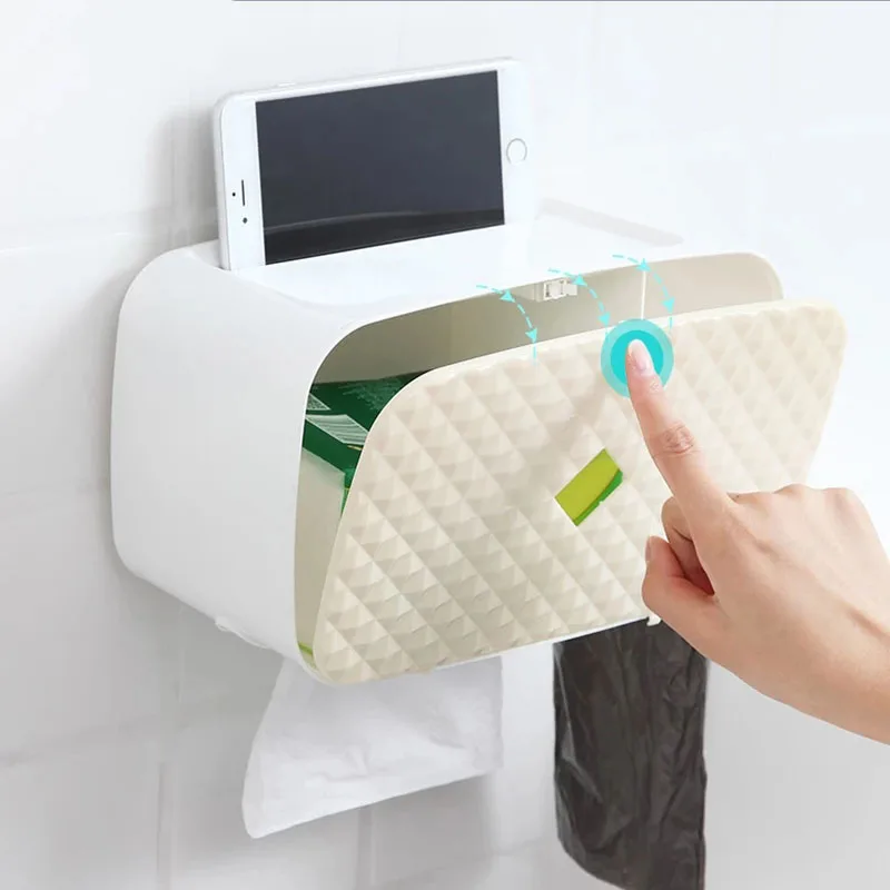 

Portable Toilet Paper Holders Waterproof Wall Toilet Shelf Tray Tissue Box Paper Storage Box for Bathroom Kitchen Accessorie