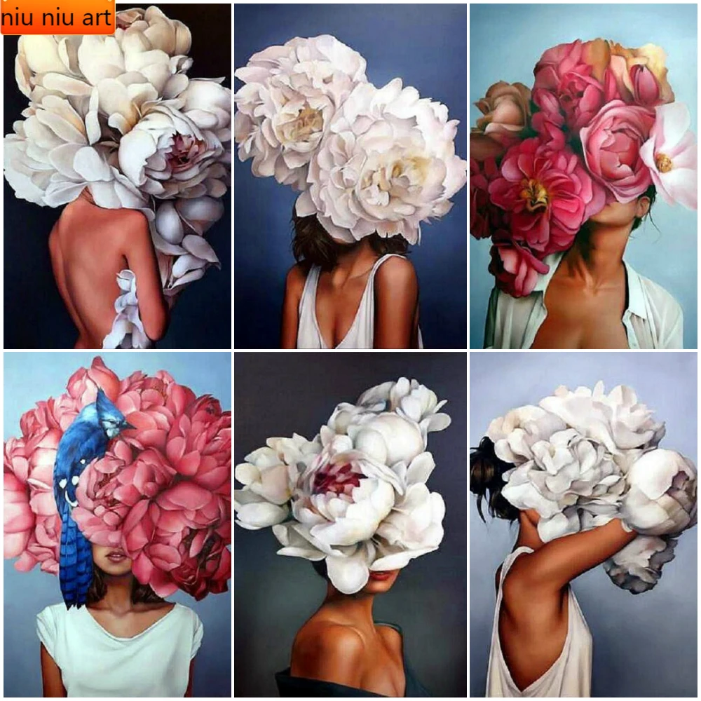 

5D DIY Full Square/Round Diamond Embroidery Beautiful Woman Cross Stitch Diamond Painting Rhinestone Mosaic Flower Home Decor