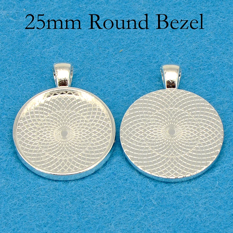 100 x круглая рамка кулон пустой 25 мм кабошон установка посеребренные золотой цвет