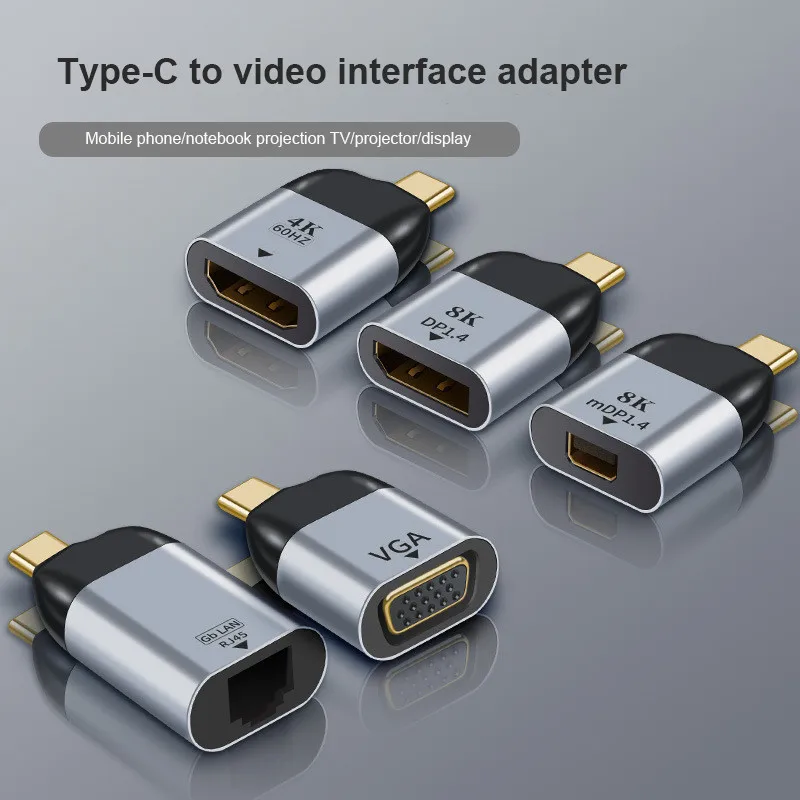 Переходник с Type C на Hdmi совместимый/Vga/DP/RJ45/mini DP HD видео преобразователь 4K 60 Гц для