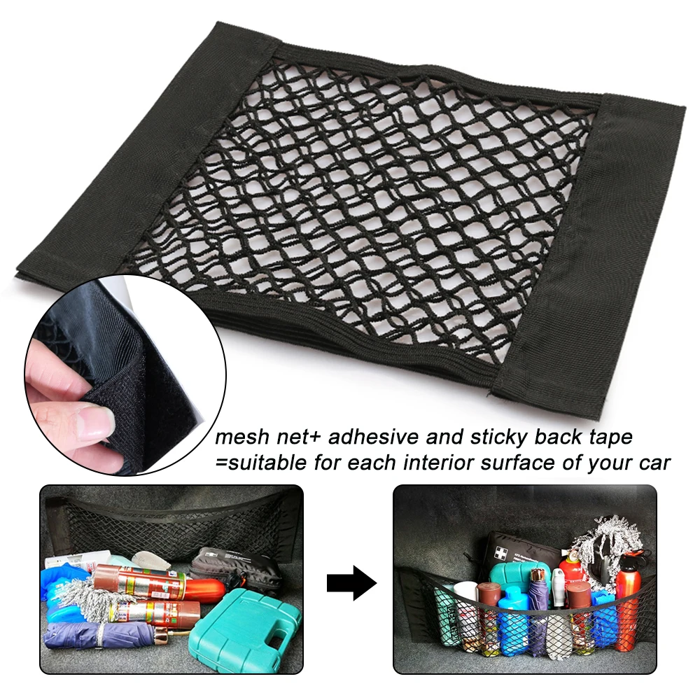 Loozykit Car Storage Net Bag Auto Mesh Debris Pocket Holder Organizer Phone Polyester Back Seat Side Large Size | Дом и сад