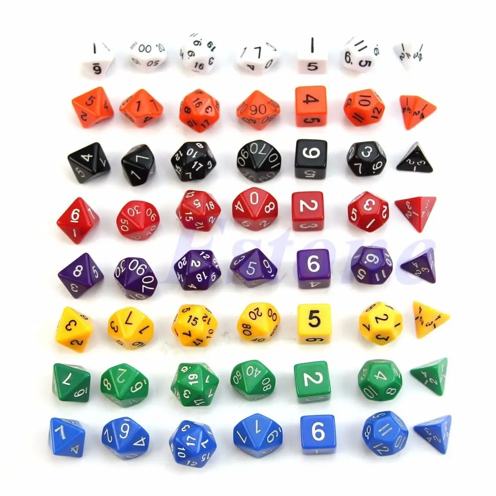 Многоцветные двусторонние игральные кости D4 D6 D8 D10 D12 D20 для подземей и драконов