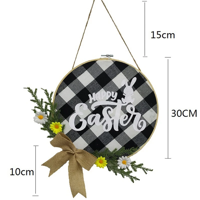 

Happy Easter Bunny Hanging Pendant Flower Wreath Ornament Door Plaque Home Wedding Party Decorations