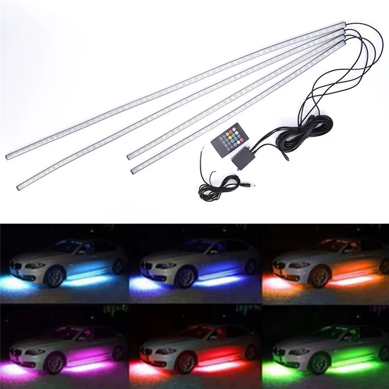 

HotSale Music Remote Control RGB LED Strip Under Car Tube Underglow Underbody System Neon Light DC12V 15V 5050