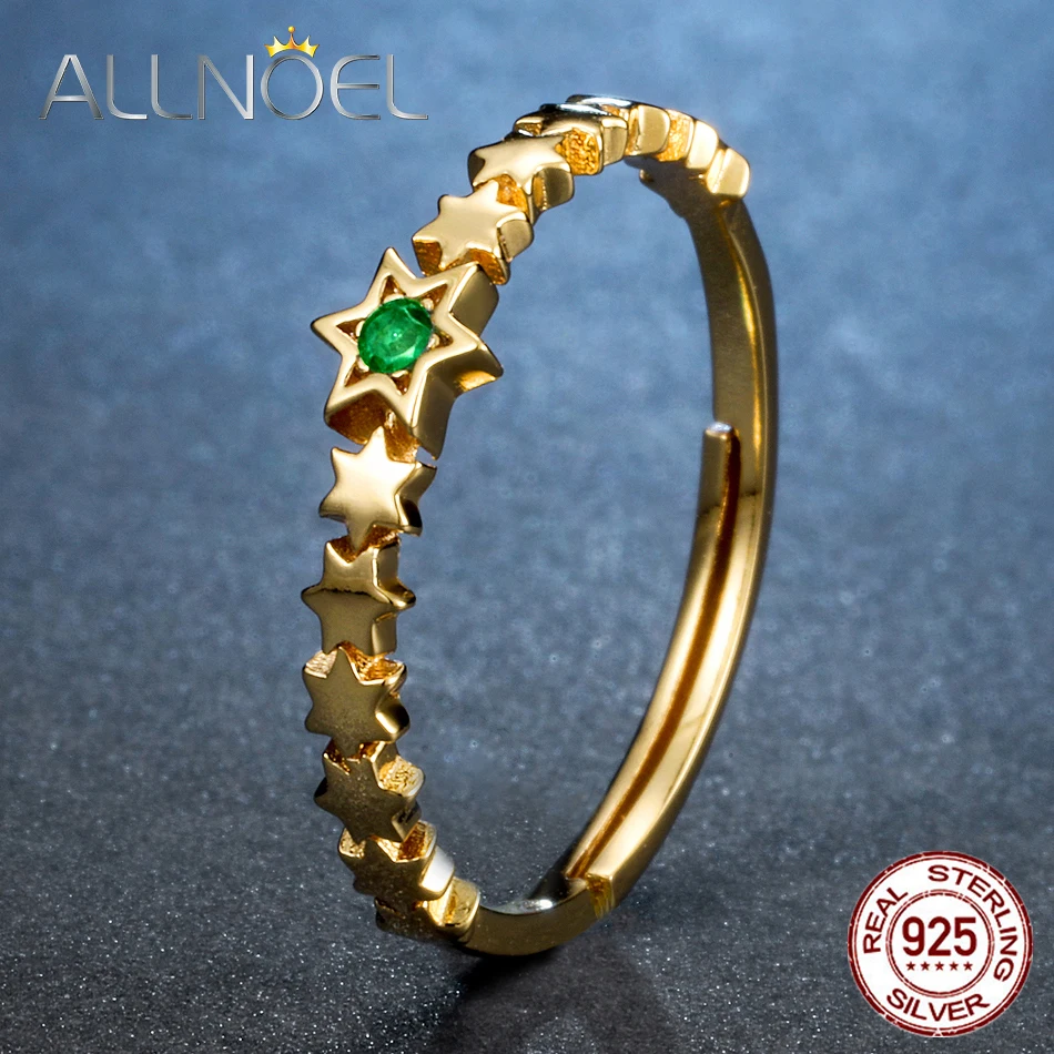 Регулируемое кольцо из серебра 925 пробы с натуральным изумрудом|Кольца| |