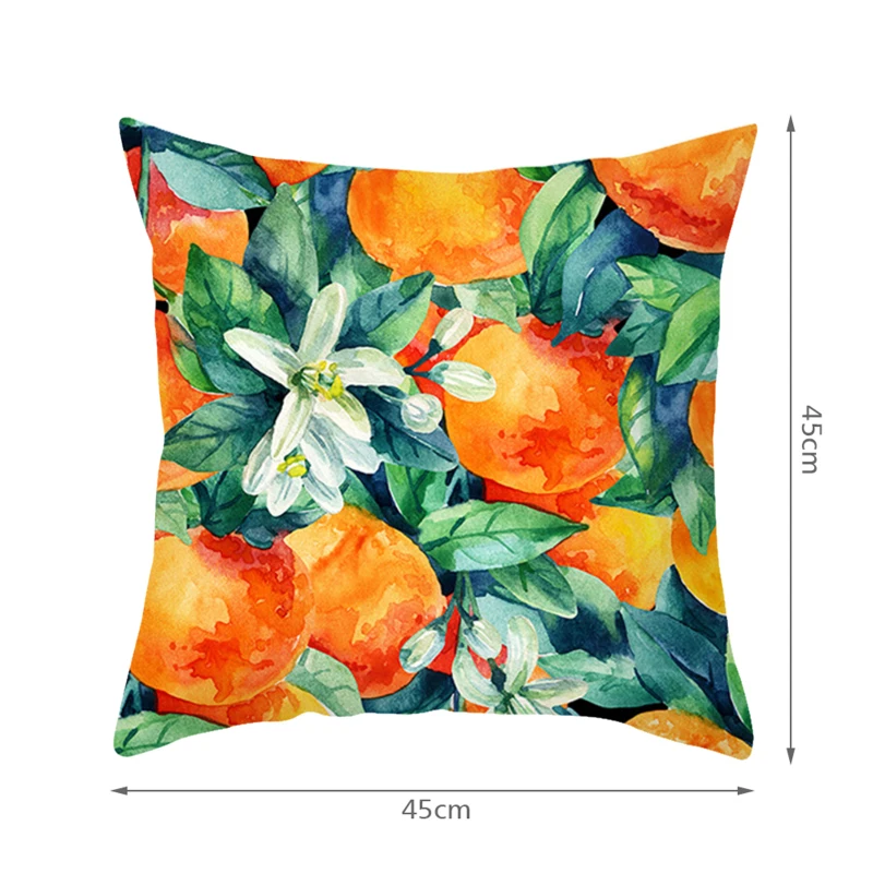 

45x45cm Fruit Mix Pattern Style Peach Skin Cushion Cover for Bed Pillows Cases for Sofa Covers for Home Living Decoration