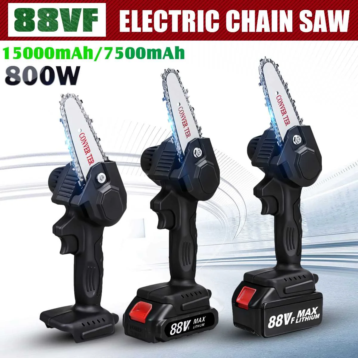 

88V Electric Mini Chain Saws Pruning ChainSaw Cordless Garden Tree Logging Trimming Saw For Wood Cutting With Lithium Battery