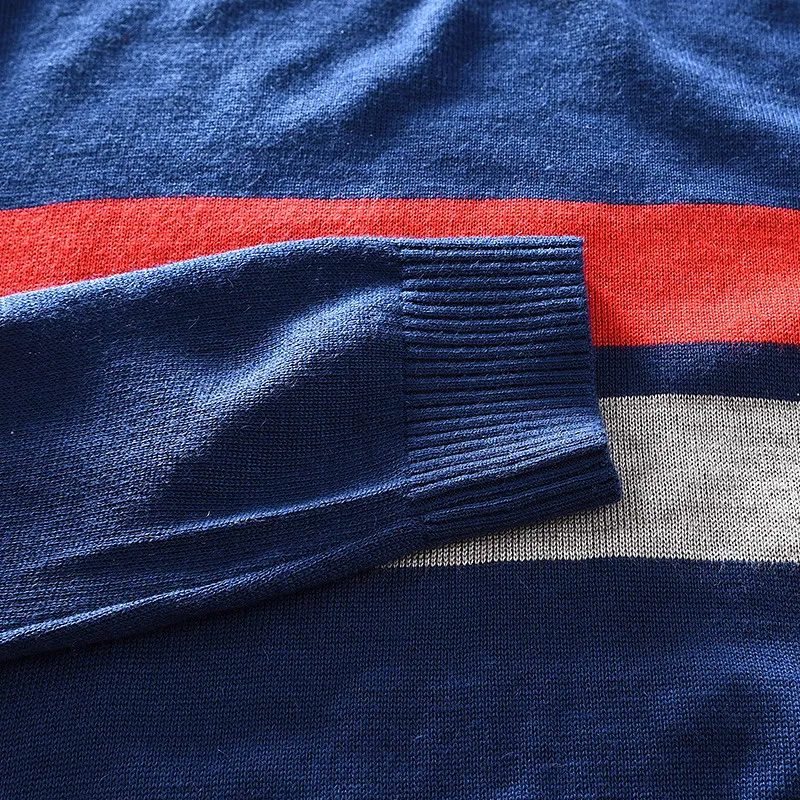 

Men Fine Knit wool Sweater Men's Striped Pullover Sweater with Ribbed Crewneck and Cuffs and Hem Men Slim Fit Casual Sweaters