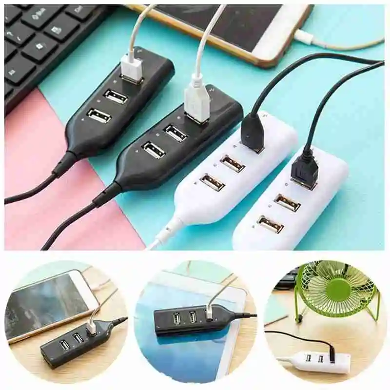 

Universal USB Hub 4 Port USB 2.0 with Cable High Speed Splitter Hub Mini Pattern Adapter Cable For Laptop Socket PC E4Q3