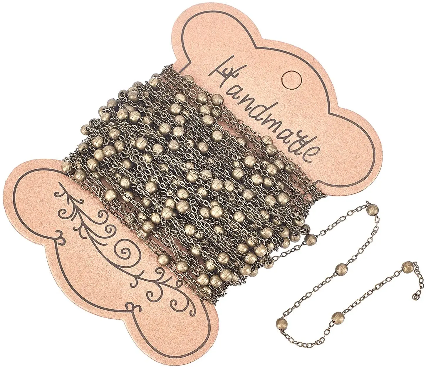 

10m/32.80 Feet Antique Bronze Chains Brass Cable Chains with 3mm Balls 1 Roll Chains for Necklace Jewelry