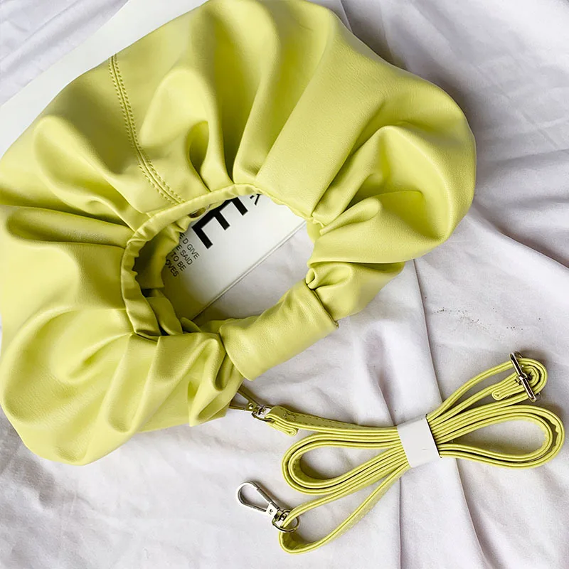 

Solid Color Women Bag 2020 New Soft Pu Leather Pleated Portable Shoulder Bag Lipstick Pocket Personality Phone Pock B053