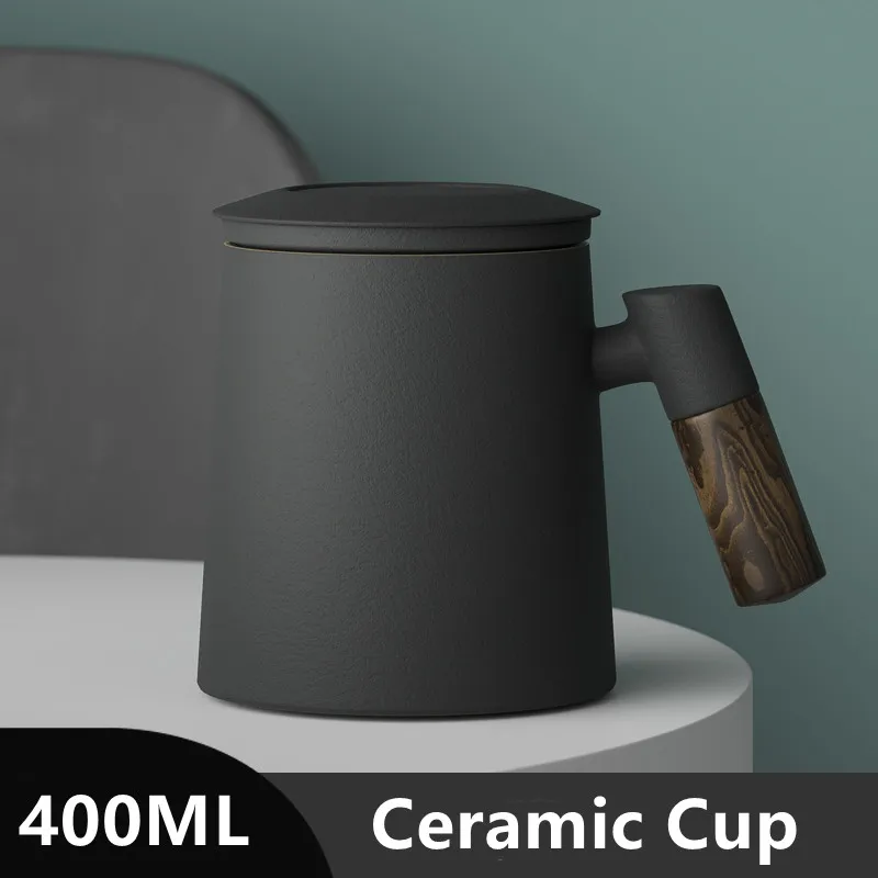 

400ML Ceramic Mug With Handle Filter Lid Coffee Cup Home Porcelain Cup Office Tea Mug Premium Gifts Tumbler tazas de café
