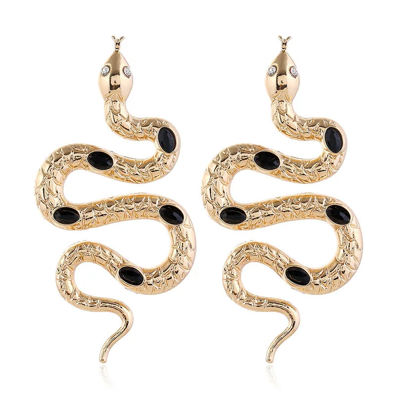 

Luxury Gold Color Serpentine Snake Earrings for Women Baroque Animal Earring Jewelry Hyperbole Cobra Snake Long Earrings 2020