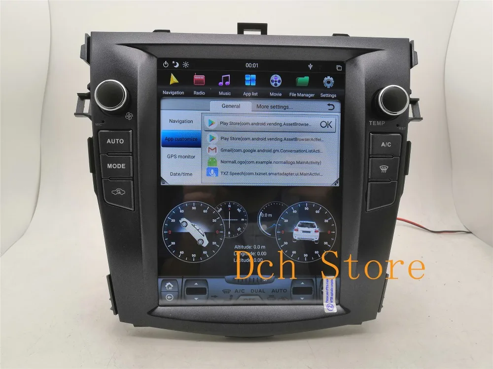 10,4 дюймов Tesla стиль Android 8,1 автомобильный dvd-плеер gps для Toyota Corolla 2006-2013 4G ram навигация для авто AC ips PX6 CARPLAY